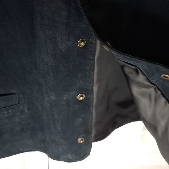 Men’s‎ vest Suede/Leather navy blue snap front size large 42-44 READ - Picture 5 of 11